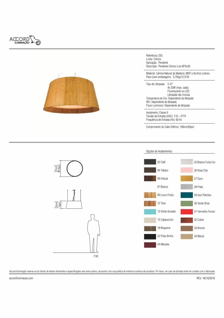 Pendente Accord Cônico Liso 4L E27 Ø750x350mm 255 