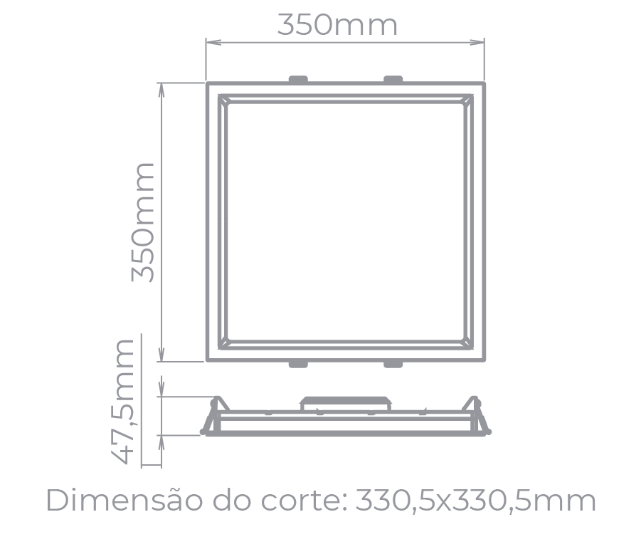 Painel Embutir Stella Deep Branco Recuado 28 Watts 3000K 348x348mm STH8905BR/30 