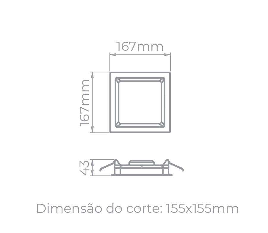 Painel Embutir Stella Deep Branco Recuado 12 Watts 5000K 167x167mm STH8902BR/50