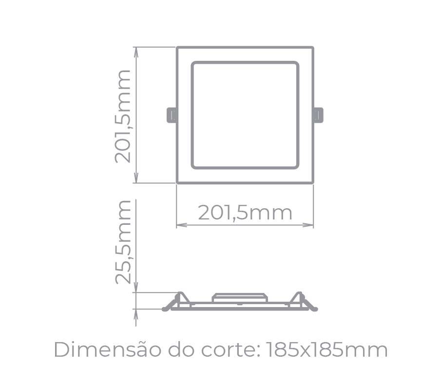 Painel Embutir Stella 18 Watts 4000K 120° 201x201mm STH9953Q/40