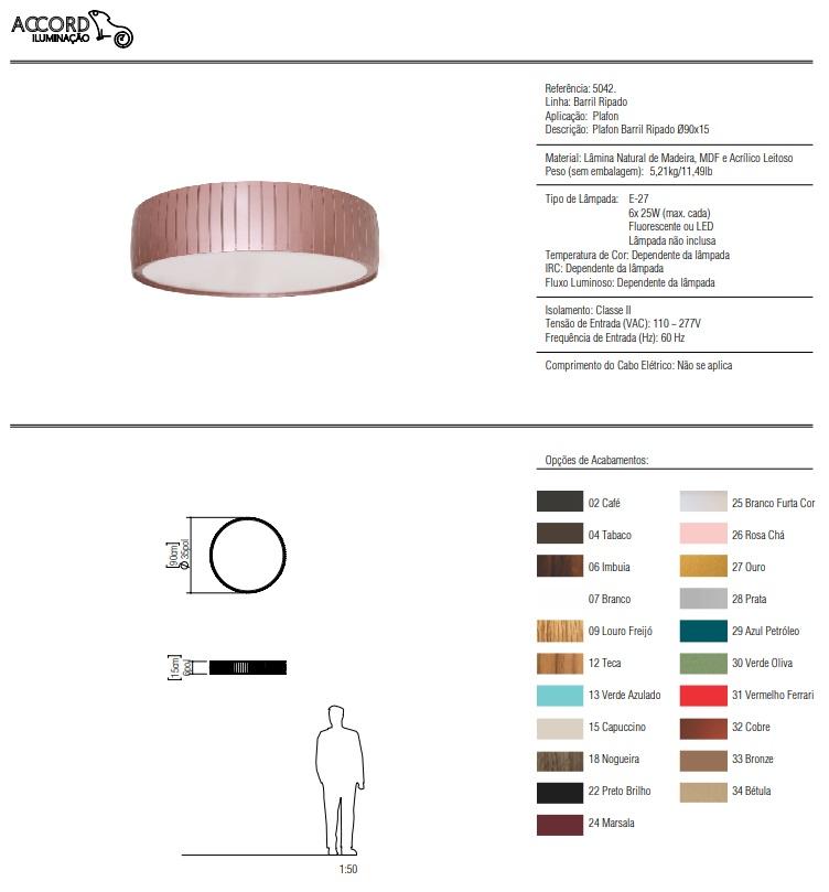 Plafon Accord Barril Ripado 6L E27 Ø900x150mm 5042