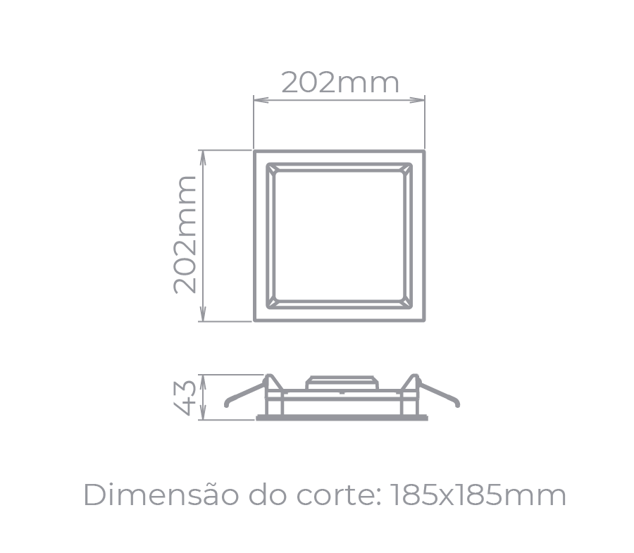 Painel Embutir Stella Deep Branco Recuado 17 Watts 3000K 202x202mm STH8903BR/30