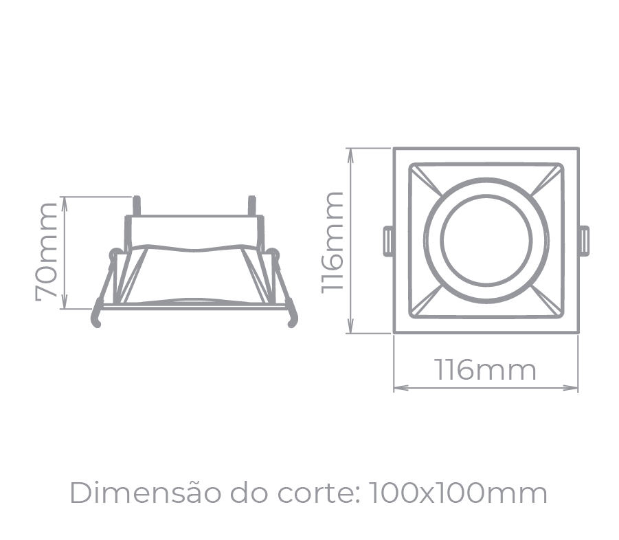 Spot Embutido Direcionável Stella Square Preto PAR20 116x116mm STH8920PTO