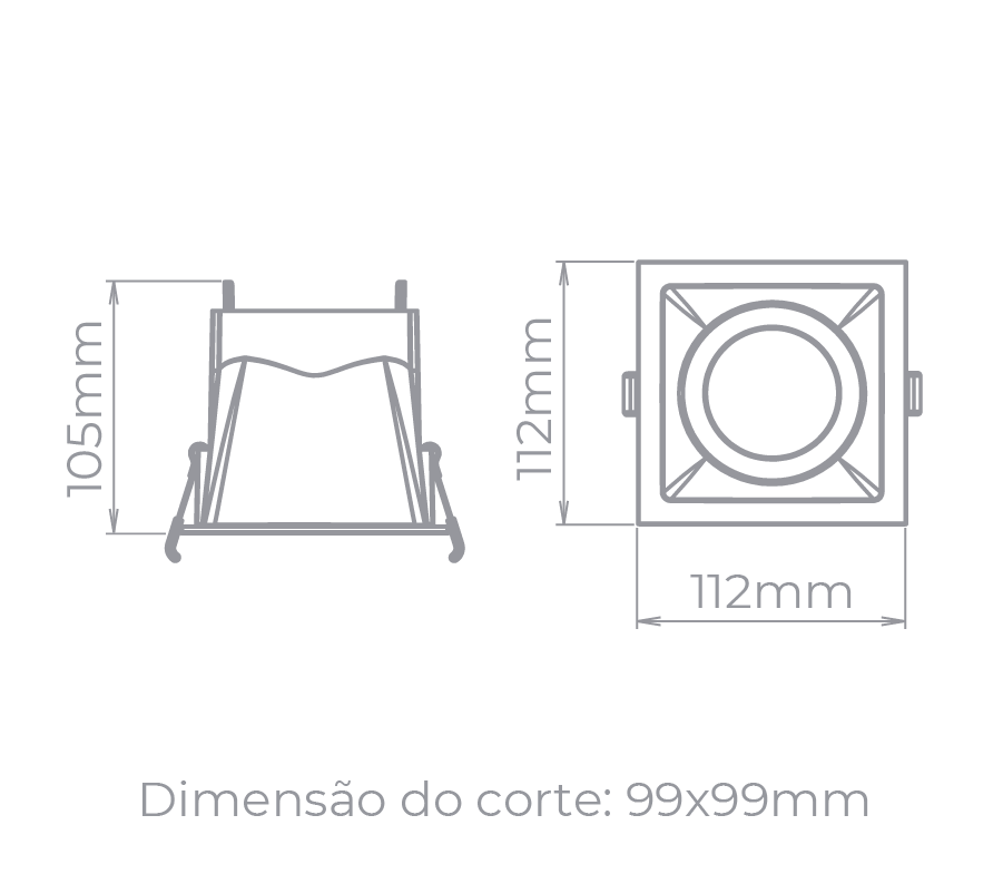 Spot Embutido Direcionável Stella Square Ghost Branco AR70 112x112mm STH8955BR