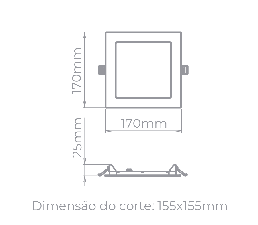 Painel Embutir Stella 12 Watts 3000K 120° 170x170mm STH9952Q/30