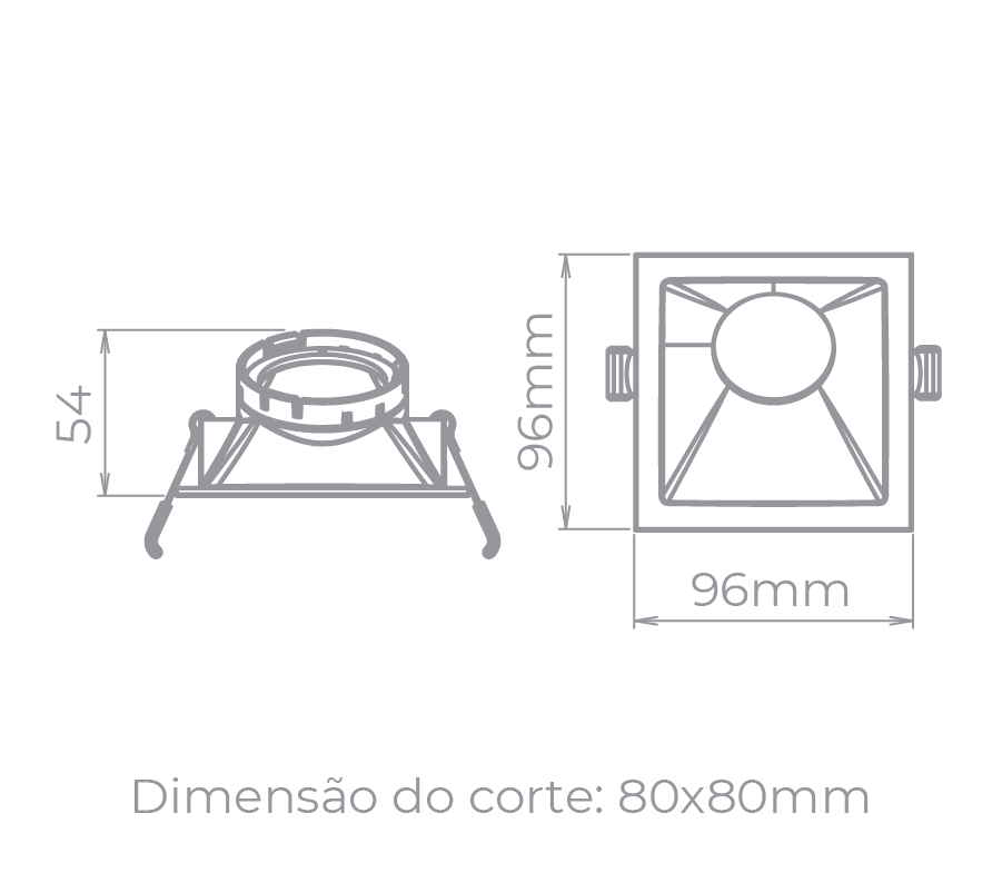Spot Embutido Angular Stella Square Angle Branco/Preto 25° Dicróica 96x96mm STH8970BR/PTO