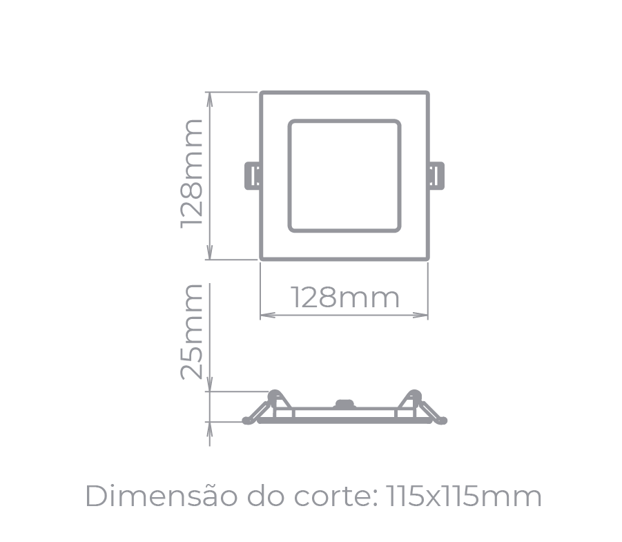Painel Embutir Stella 6 Watts 4000K 120° 128x128mm STH9951Q/40