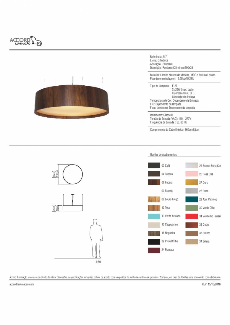 Pendente Accord Cilíndrico 7L E27 Ø900x250mm 217