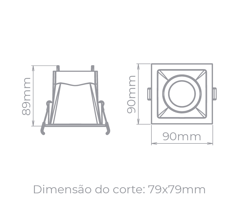 Spot Embutido Direcionável Stella Square Ghost Branco Dicróica 90x90mm STH8945BR