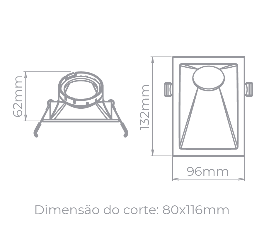 Spot Embutido Angular Stella Square Angle Branco 40° Dicróica 132x96mm STH8975BR