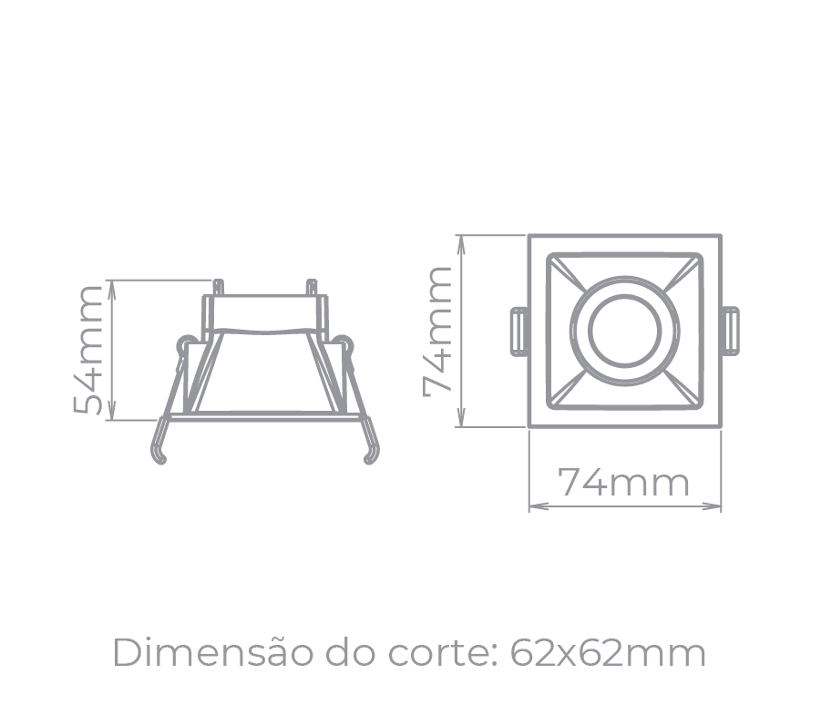 Spot Embutido Direcionável Stella Square Preto Mini Dicróica 74x74mm STH8910PTO