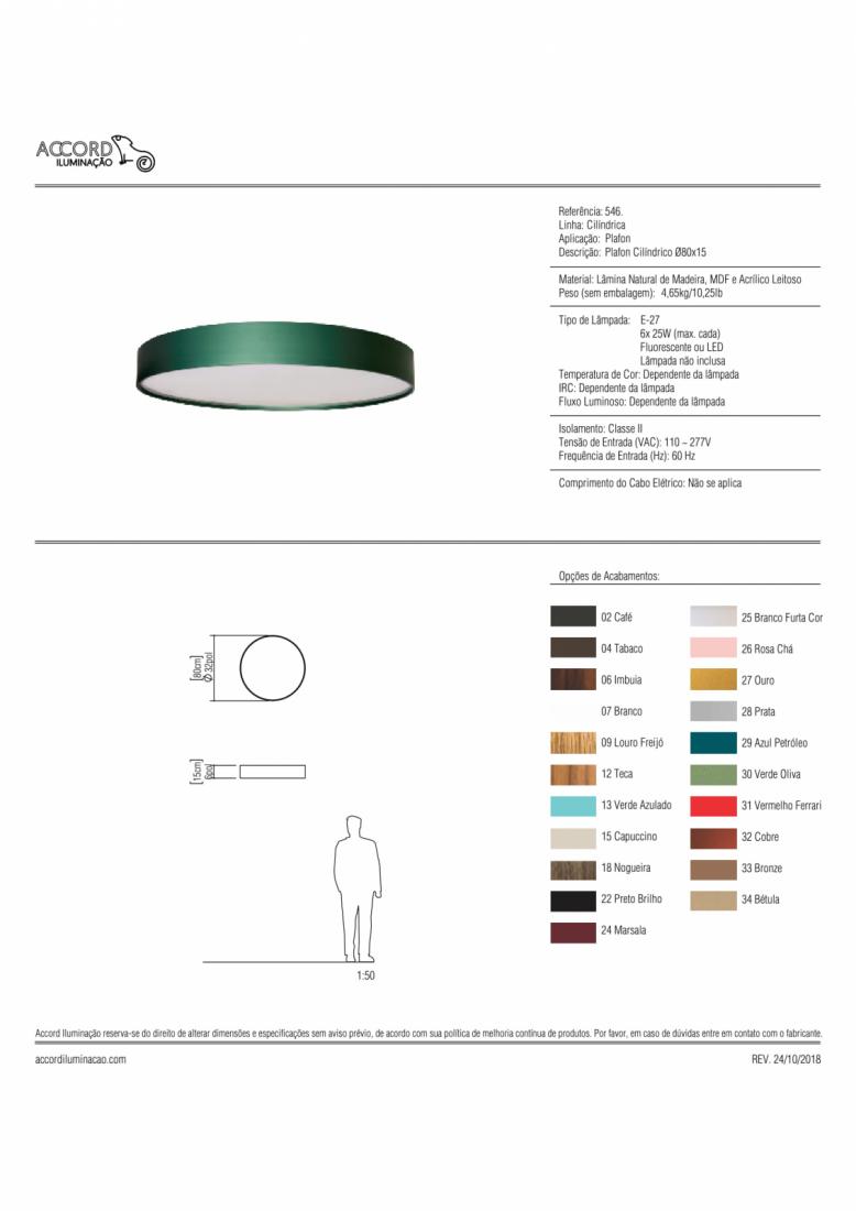 Plafon Accord Cilíndrico 6L E27 Ø800X150mm 546