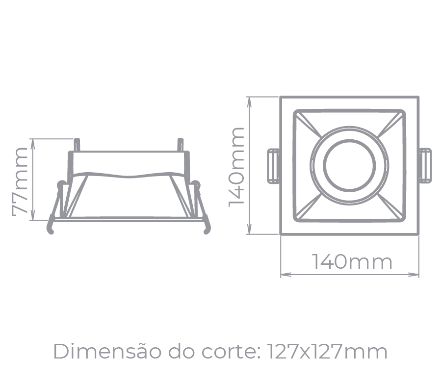 Spot Embutido Direcionável Stella Square Branco PAR30 140x140mm STH8925BR