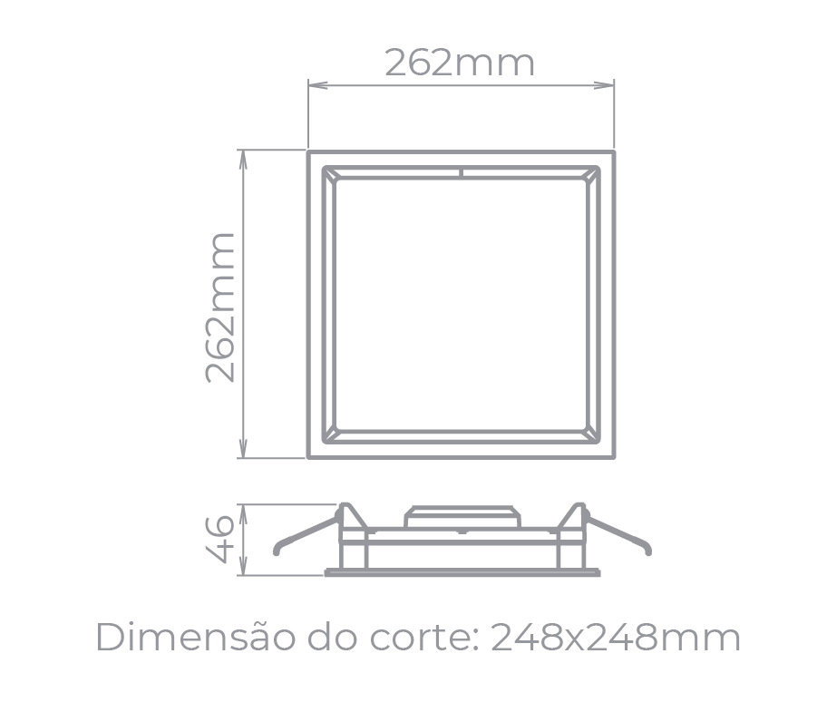 Painel Embutir Stella Deep Branco Recuado 22 Watts 5000K 262x262mm STH8904BR/50