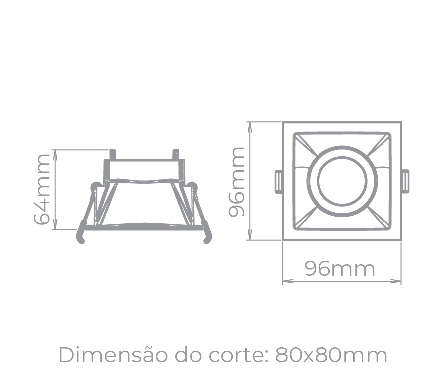 Spot Embutido Direcionável Stella Square Branco Dicróica 96x96mm STH8915BR