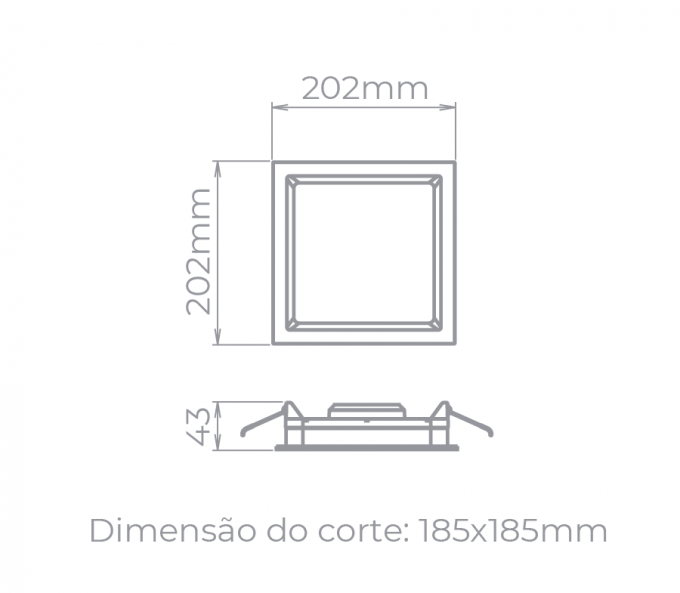 Painel Embutir Stella Deep Branco Recuado 17 Watts 3000K 202x202mm STH8903BR/30