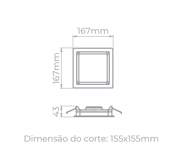 Painel Embutir Stella Deep Branco Recuado 12 Watts 3000K 167x167mm STH8902BR/30