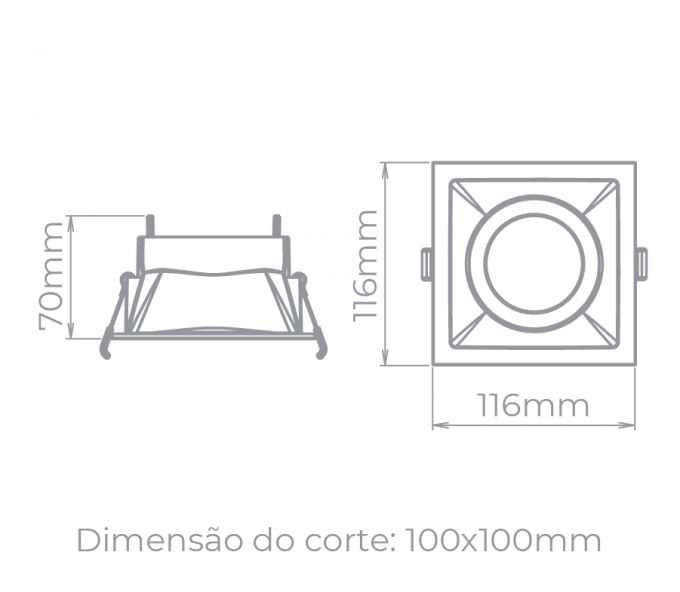 Spot Embutido Direcionável Stella Square Preto PAR20 116x116mm STH8920PTO
