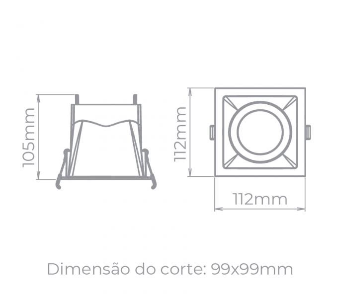 Spot Embutido Direcionável Stella Square Ghost Branco AR70 112x112mm STH8955BR