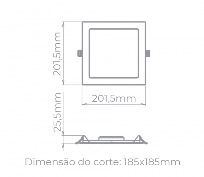 Painel Embutir Stella 18 Watts 3000K 120° 201x201mm STH9953Q/30