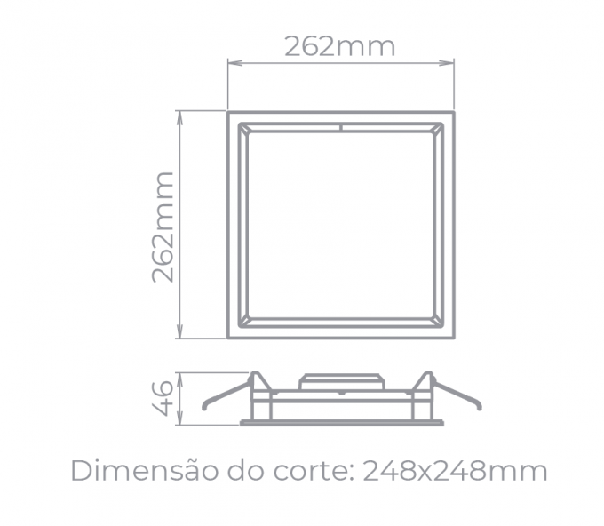 Painel Embutir Stella Deep Branco Recuado 22 Watts 3000K 262x262mm STH8904BR/30