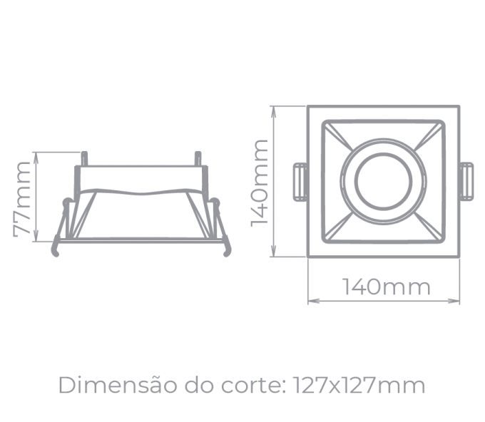 Spot Embutido Direcionável Stella Square Preto PAR30 140x140mm STH8925PTO