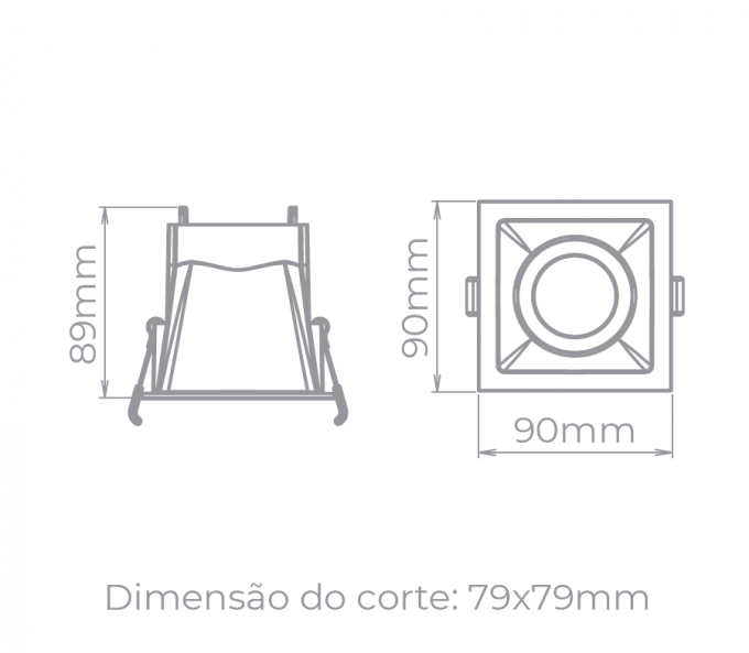 Spot Embutido Direcionável Stella Square Ghost Branco Dicróica 90x90mm STH8945BR