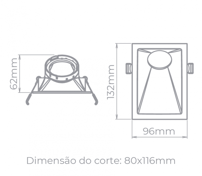 Spot Embutido Angular Stella Square Angle Preto 40° Dicróica 132x96mm STH8975PTO