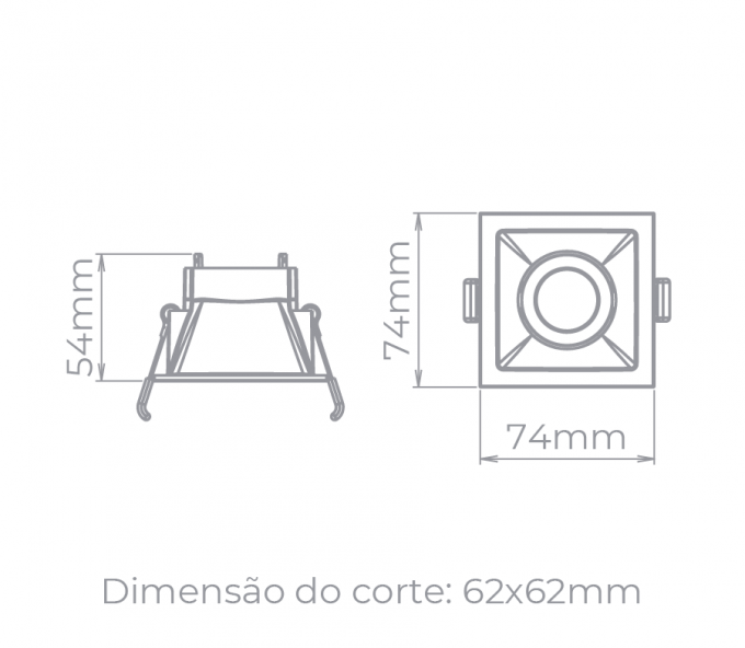 Spot Embutido Direcionável Stella Square Preto Mini Dicróica 74x74mm STH8910PTO