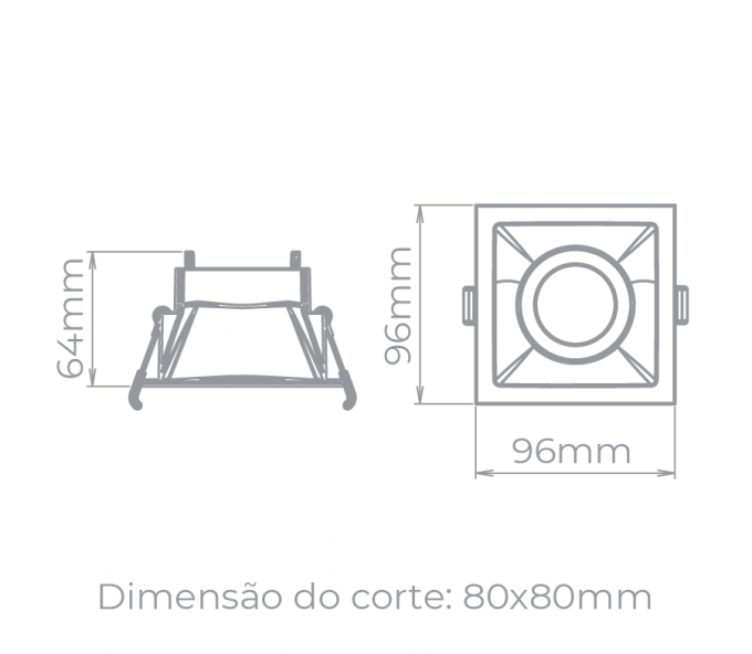 Spot Embutido Direcionável Stella Square Branco Dicróica 96x96mm STH8915BR