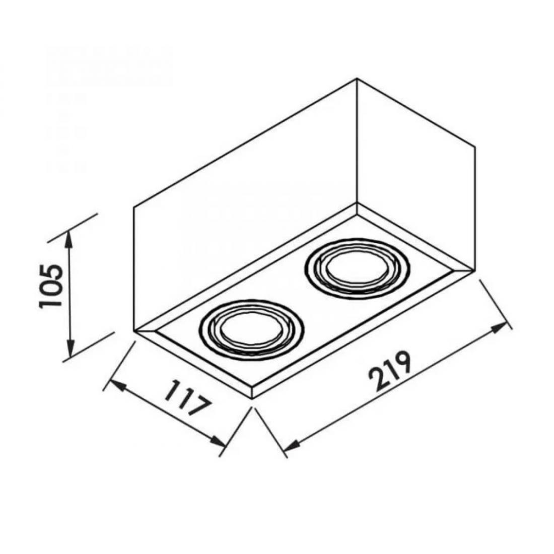 Plafon Sobrepor Newline Box Facho Direcional 2L PAR20 117x219x116mm IN40132