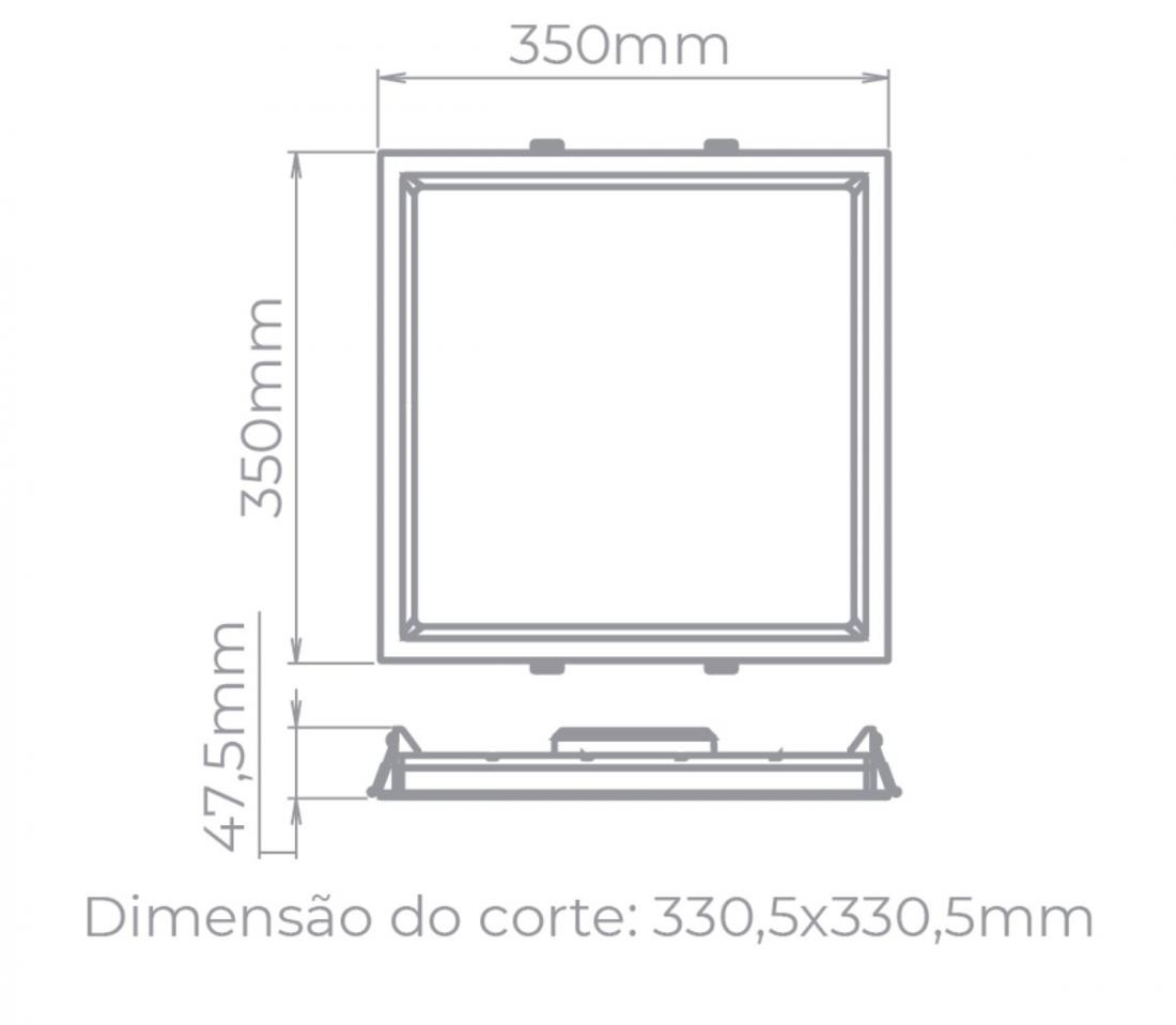 Painel Embutir Stella Deep Preto Recuado 28 Watts 3000K 348x348mm STH8905PTO/30