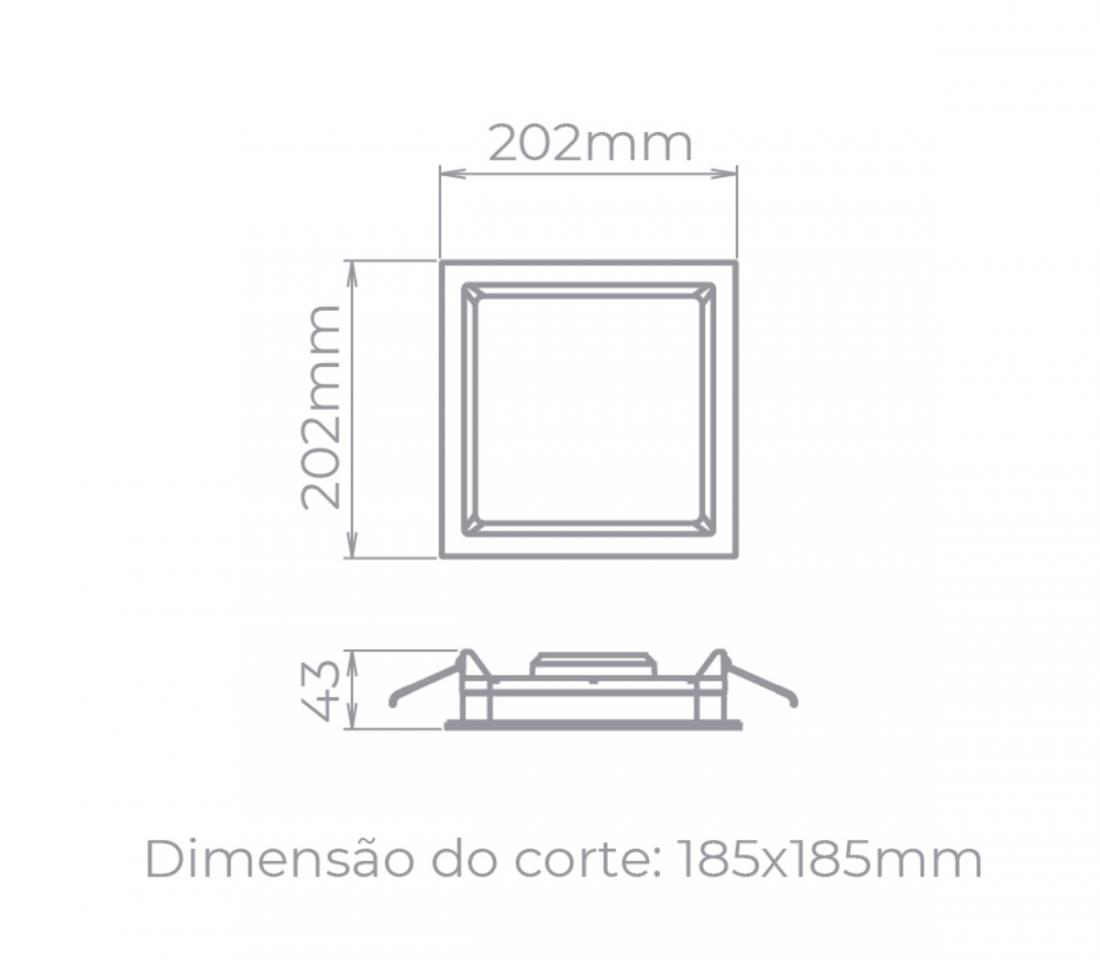 Painel Embutir Stella Deep Preto Recuado 17 Watts 4000K 202x202mm STH8903PTO/40
