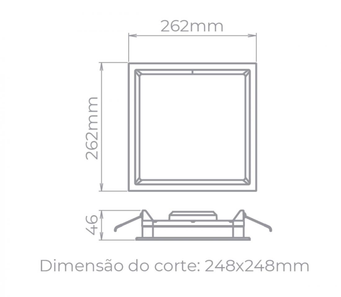 Painel Embutir Stella Deep Preto Recuado 22 Watts 4000K 262x262mm STH8904PTO/40