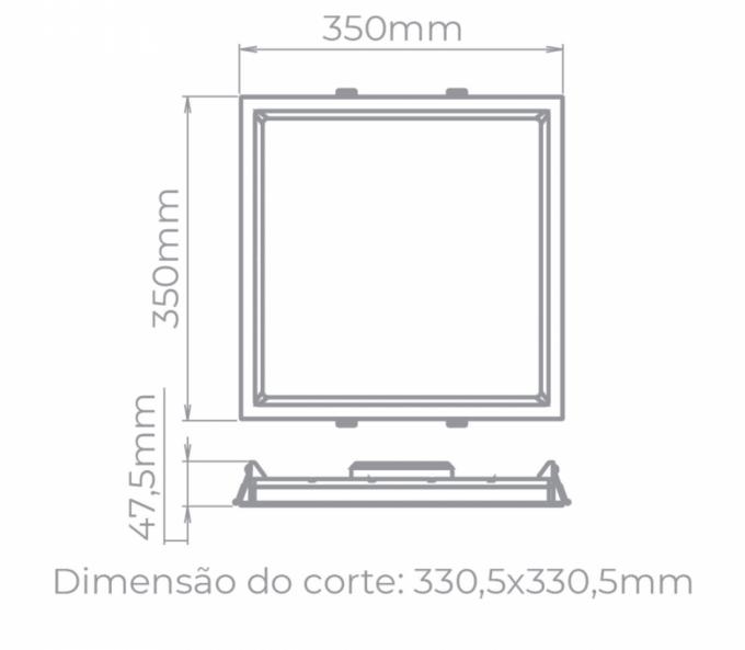 Painel Embutir Stella Deep Preto Recuado 28 Watts 4000K 348x348mm STH8905PTO/40