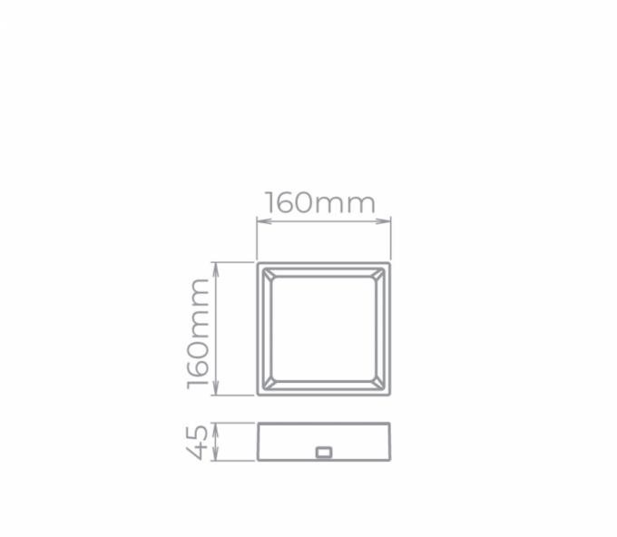 Plafon Sobrepor Stella Deep Branco  Recuado 12 Watts 3000K 160x160mm STH20902BR/30