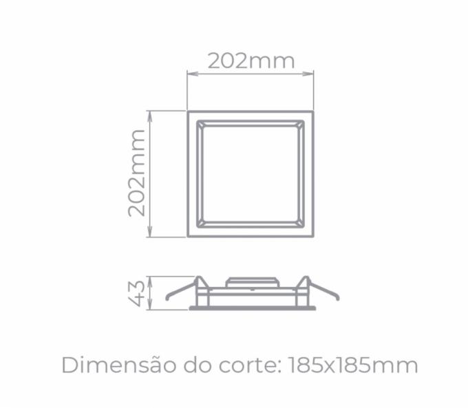 Painel Embutir Stella Deep Preto Recuado 17 Watts 4000K 202x202mm STH8903PTO/40