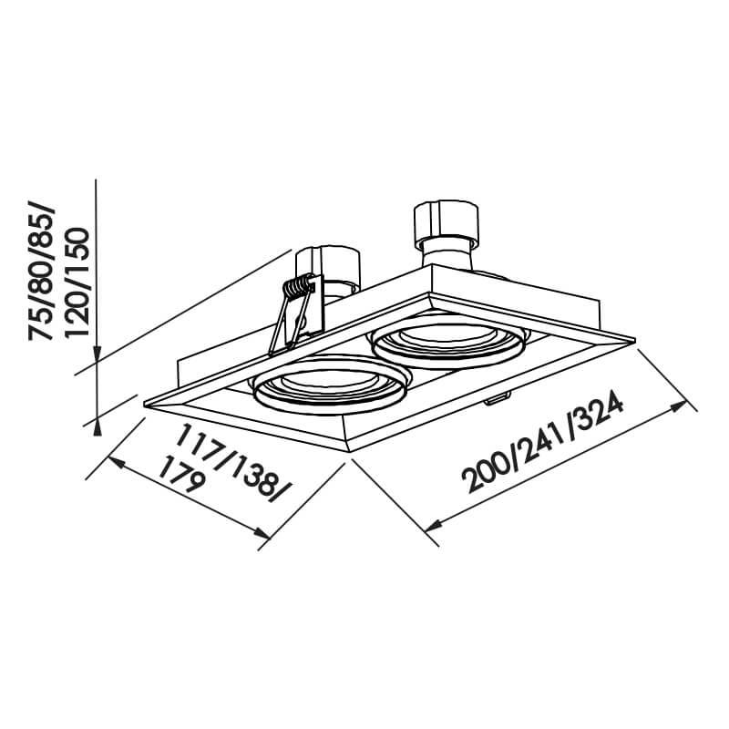 Embutido Direcional Newline Recuado II 2L Dicróica MR16/PAR16 17x200x75mm IN50322
