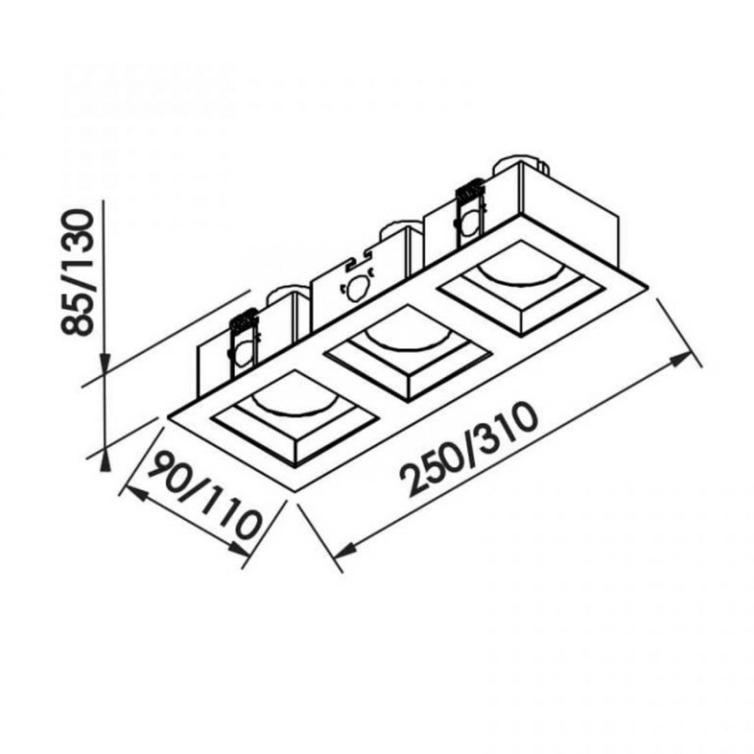 Embutido Direcional Newline Flat 3L MR16 90x250x85mm  IN65032