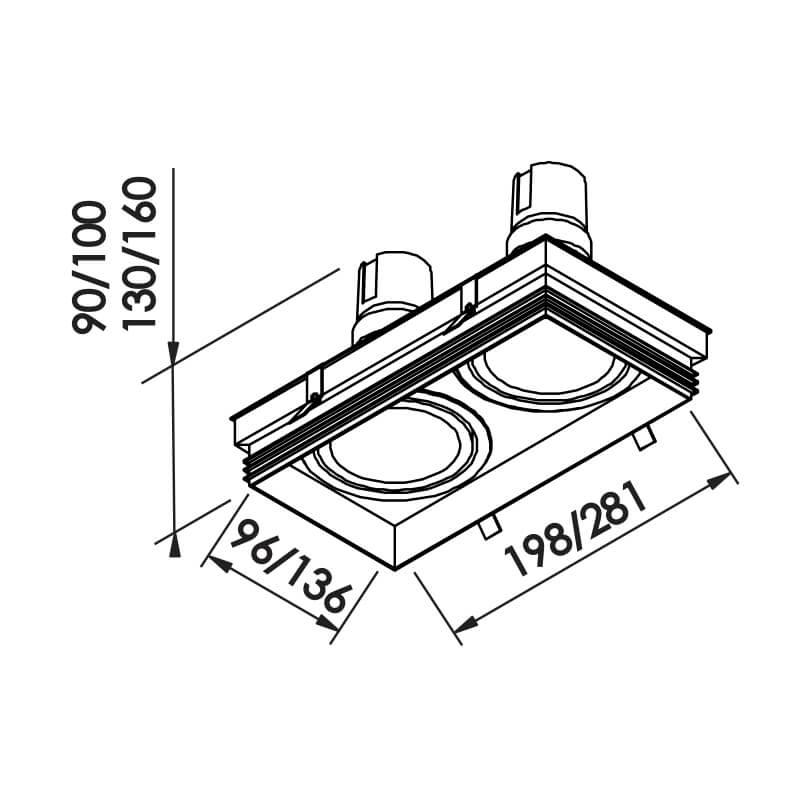 Embutido Direcional Newline No Frame II 2L PAR20 96x198x130mm IN60332