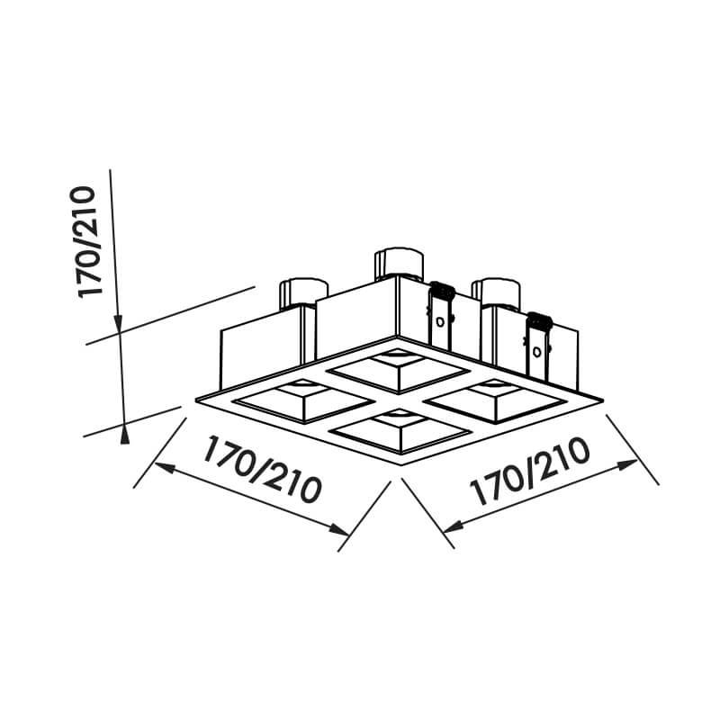 Embutido Direcional Newline Flat 4L PAR20 210x210x130mm IN65043