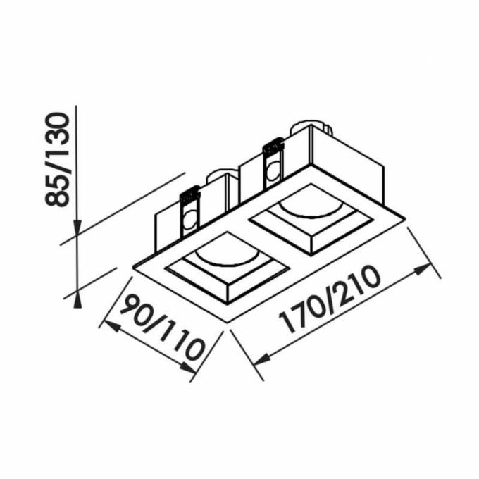 Embutido Direcional Newline Flat 2L MR16 90x170x85mm IN65022