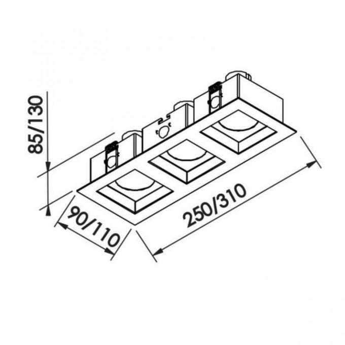 Embutido Direcional Newline Flat 3L MR16 90x250x85mm  IN65032