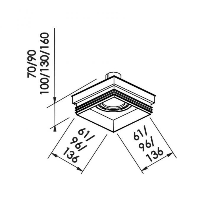 Embutido Direcional Newline No Frame II 1L PAR30 136x136x160mm IN60361