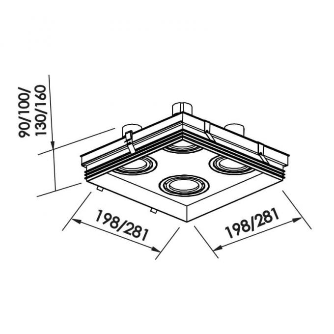 Embutido Direcional Newline No Frame II 4L AR70 198x198x100mm  IN60344