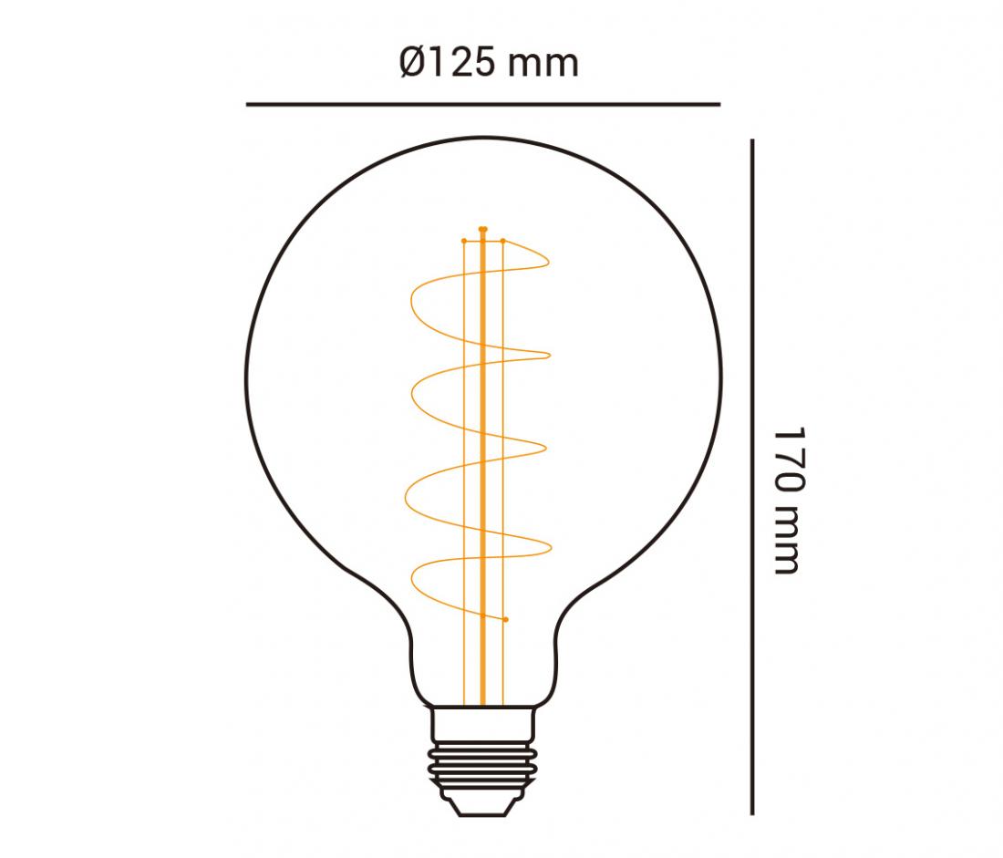 Lâmpada Opus Ballon Loop G125 Filamento Espiral Vintage 2,5 watts 2200K Ø125x170mm OPS 36168