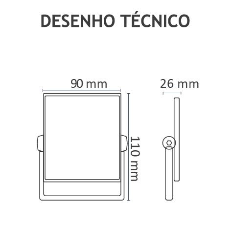 Refletor LED Mundial Slim Prismático 10 watts 3000K 120° IP65 Bivolt ML-0301