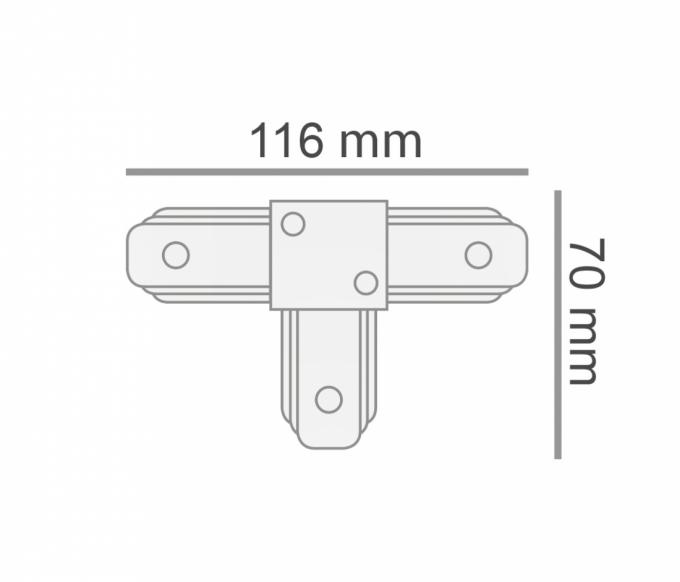 Conector T Opus Branco para Trilho Sobrepor 116x70x15mm OPS 35444