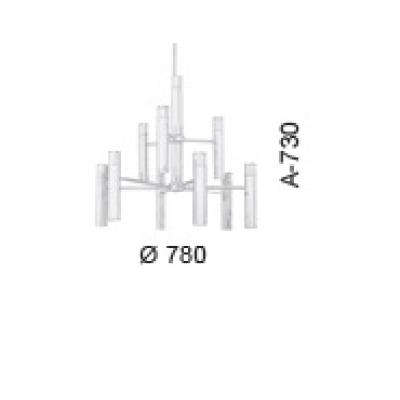 Pendente Old Artisan Tubos Retos 18L Mini Dicróica Ø780x730mm PD-4950