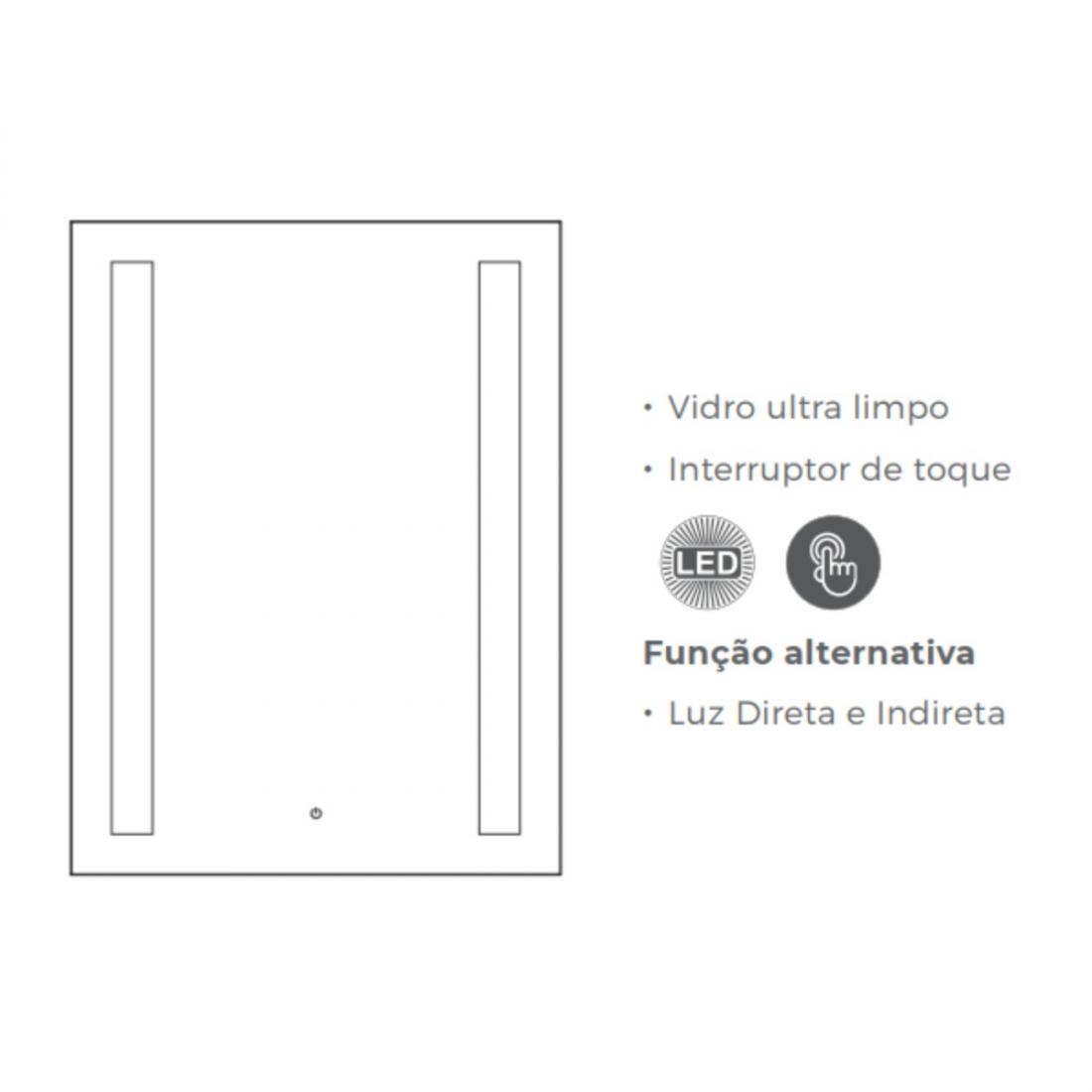 Espelho DNA Lustres Dandelion Jules Touch 82 watts 4000K 800x600mm 